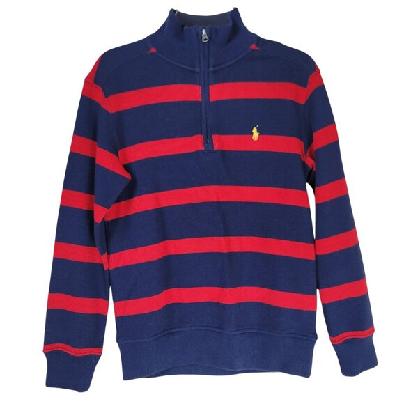 Polo Ralph Lauren Stripes Pullover Sweater Quarter Zip Size 8 - Picture 1 of 9